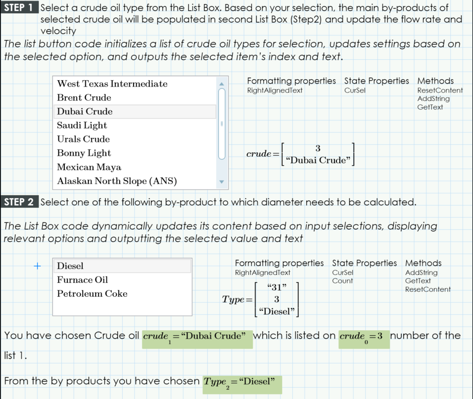 Steps 1 and 2 in the List Box Worksheet