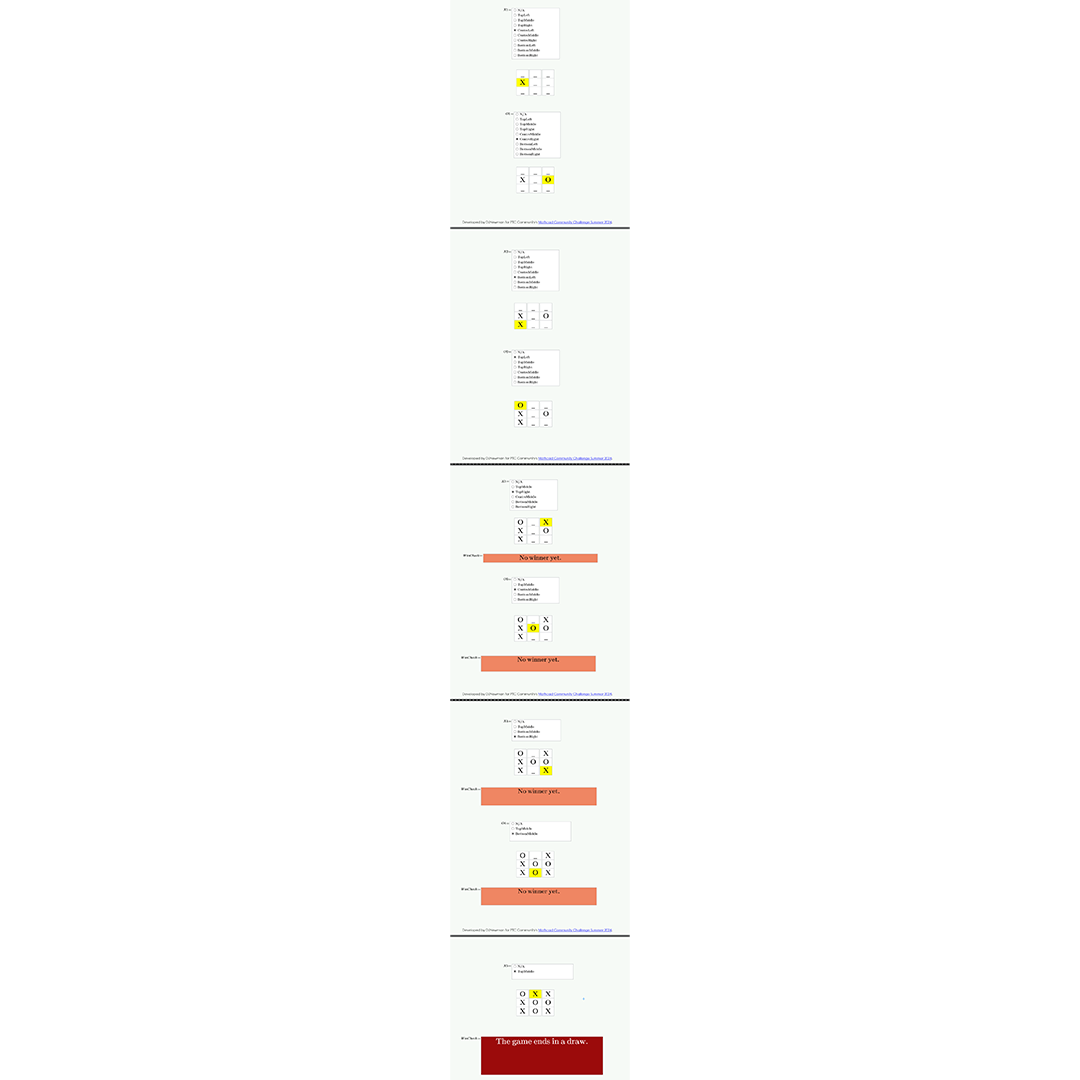 The entire play history of a draw game in Noughts & Crosses