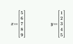 Two vectors of values, x and y