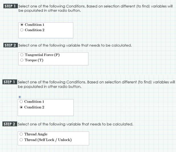 Steps 1 and 2 with Different Conditions