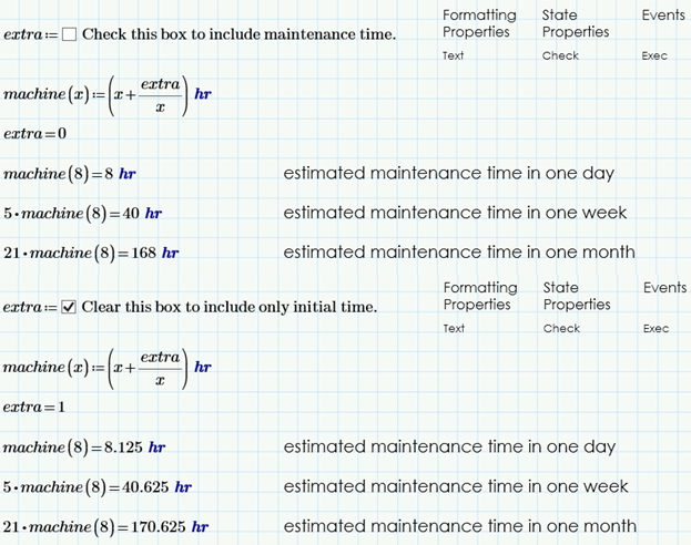 Checkbox changes estimated maintenance time