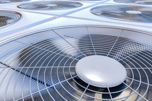 Close up view on HVAC units. 3D rendered illustration.