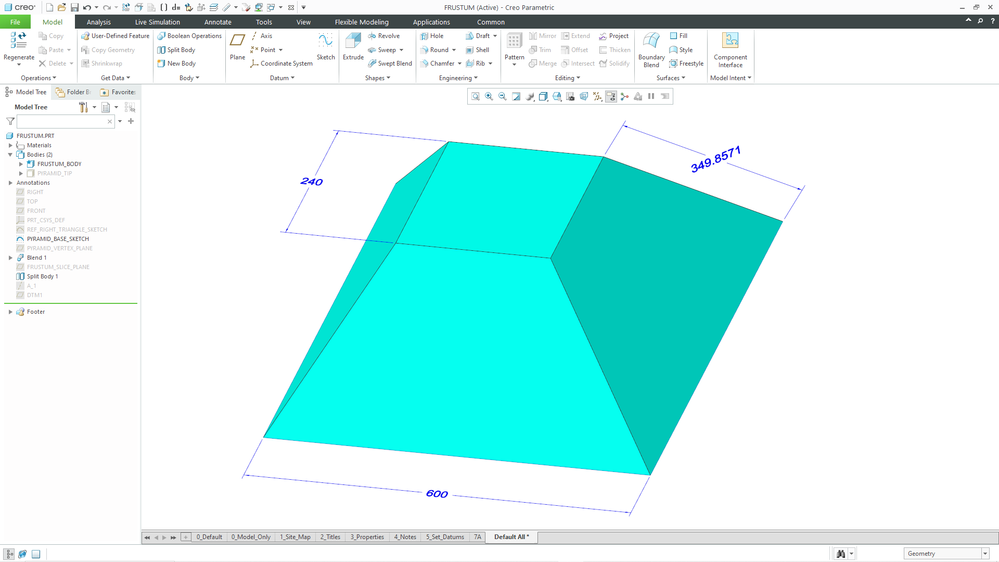 Square Frustum designed using Creo 7.0