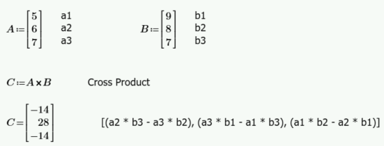 using the cross product operator for three-element column vectors