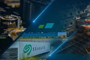 Seagate data storage hardware and data center technician with digital thread representing windchill plm integration.